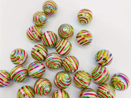 Wholesale 100PCS PACK Christmas Series Acrylic Candy Thread-printed Beads Online Hot Sale