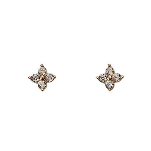 Wholesale Mini  Four-leaf Clover Simple Silver Ear Studs Online