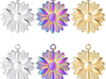 Wholesale Stainless Steel Gold Sunflower Colorful Pendant Accessories For Discount