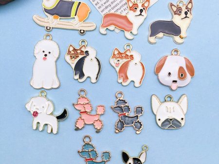 Wholesale Cartoon Japanese Cute Puppy Dog Drip Oil Alloy Necklace Bracelet Pendant Sale