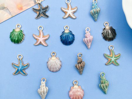 Wholesale Alloy Drip Oil Ocean Starfish Shell Pendant DIY Necklace Pendant Accessories Online Hot Sale