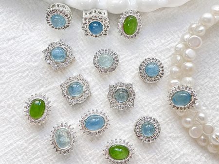 Wholesale Copper Silver-plated Color-preserving Natural Aquamarine DIY Bracelet Beaded Accessories Material Online Hot Sale