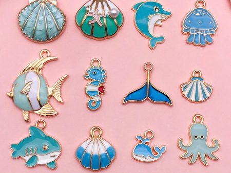 Wholesale Cute Cartoon Dropping Oil Dolphin Octopus Alloy DIY Necklace Pendant Accessories Hot on Sale