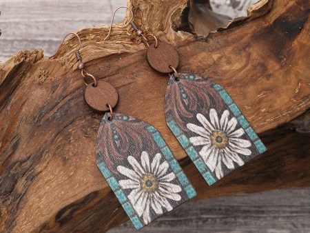 Wholesale Western Style Wooden Bull Head Flower Pattern Earrings Online now