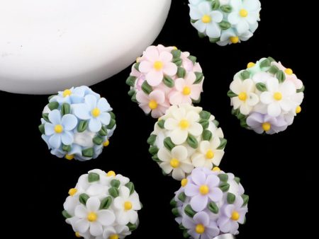 Wholesale Camellia Fresh Green Leaf Flower Balls Can Thread Straight Holes DIY Beads For Cheap