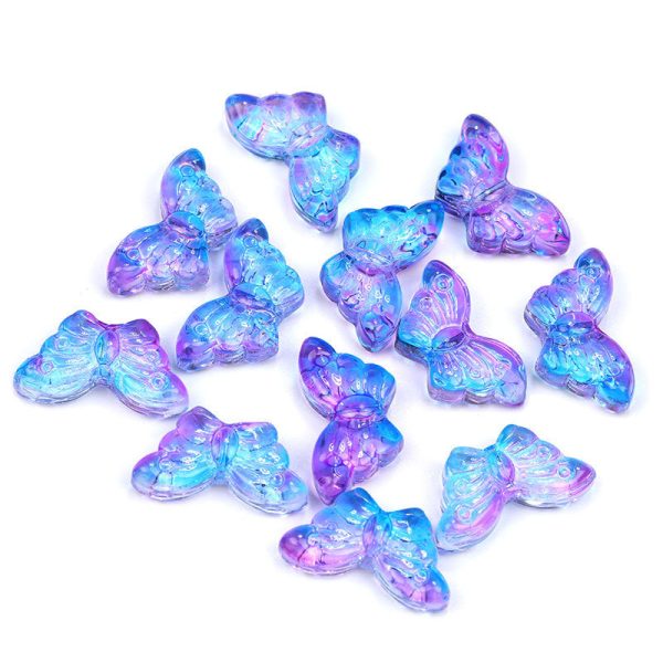 Wholesale 100pcs 8*15mm Glazed Butterfly Beads Symphony Straight Hole Glass Beads DIY For Cheap