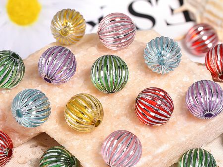 Wholesale A Pound  Acrylic Silver-plated Pumpkin Transparent Colored Lantern DIY Beads Cheap