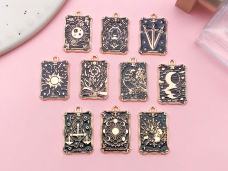 Wholesale Square Tarot Wheel of Fate DIY Alloy Drip Oil Necklace Pendant Accessories Online