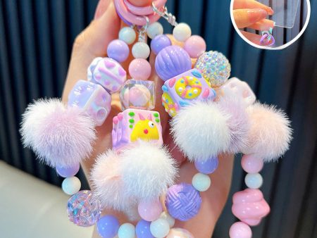 Wholesale Cute Girly Heart Beaded Mobile Phone Chain Keychain Online Hot Sale