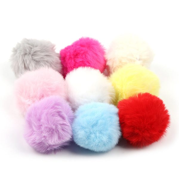 Wholesale 4cm 5pcs Fur Ball Color Faux Plush Pendant DIY Keychain For Sale