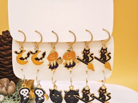 Wholesale 6pcs set Halloween Black Cat Pumpkin Funny Earrings Online Hot Sale