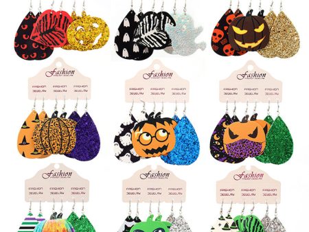 Wholesale 2set PUHalloween Pumpkin Alien Exaggerated Earrings Online now