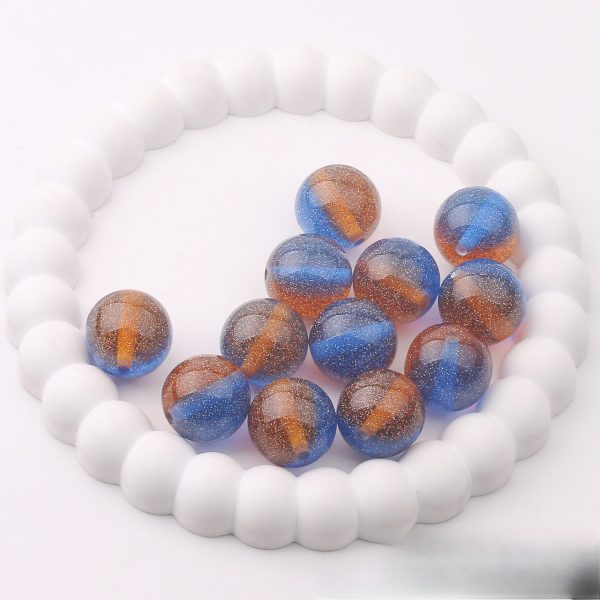 Wholesale 100pcs 20mm Fine Flash Two-color Diamond Sand Resin Straight Hole DIY Beads For Sale