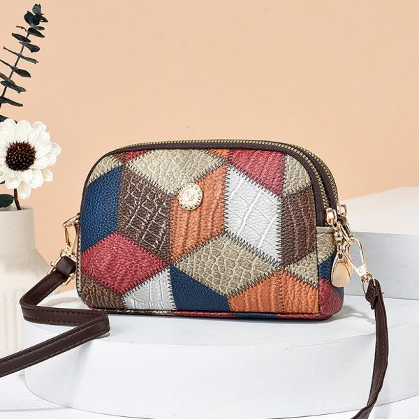 Wholesale  The New Patchwork and Versatile Fashion Trend Double Zip Crossbody Shoulder Bag Supply