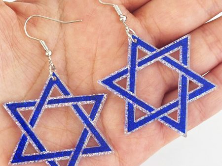 Wholesale 2 pairs pack Hanukkah six-pointed star acrylic earrings Sale