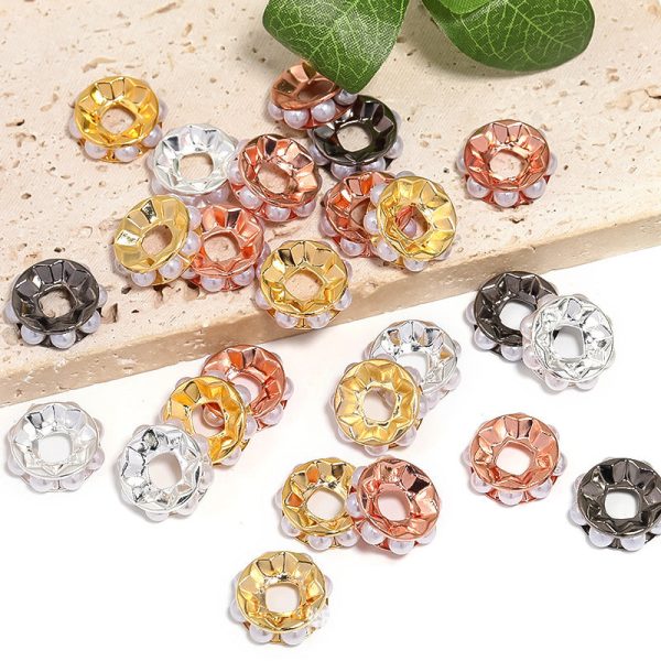 Wholesale 100pcs 17mm Pearl Style Round Straight Edge Drill Circle Bead DIY Beads Online now