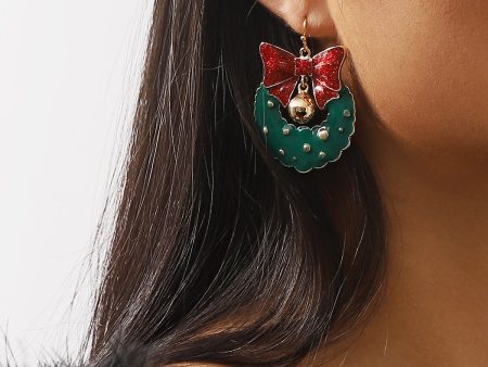 Wholesale Vintage Oil Drop Bow Bell Wreath Earrings For Discount