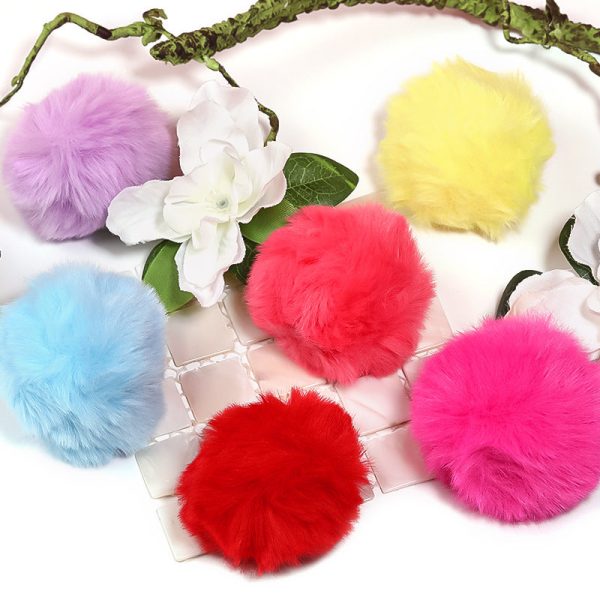 Wholesale 4cm 5pcs Fur Ball Color Faux Plush Pendant DIY Keychain For Sale