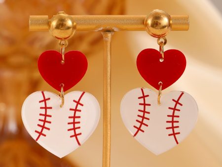 Wholesale Vintage Acrylic Heart Panel Double Heart Rugby Drop Earrings Supply