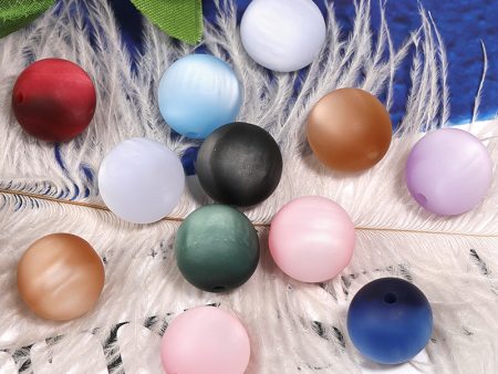 Wholesale 100pcs 16mm Frosted Resin Cat Eye Beads Matte Velvet Straight Hole DIY Beads Online now