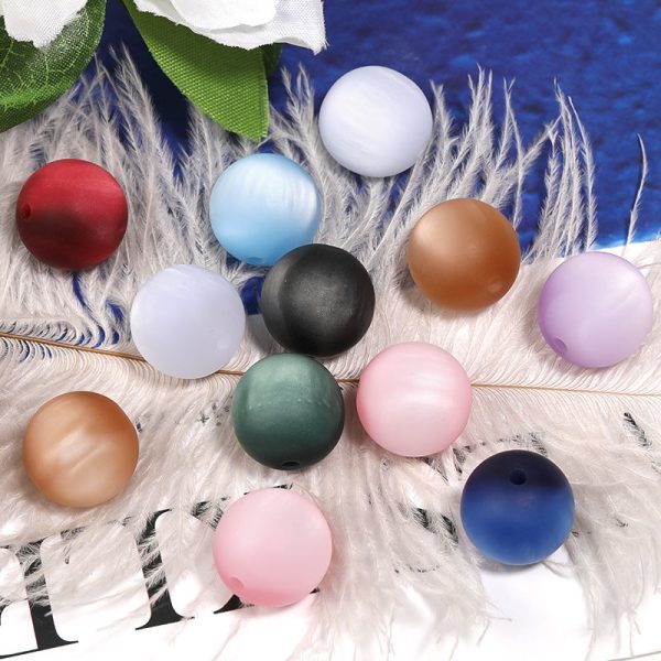 Wholesale 100pcs 16mm Frosted Resin Cat Eye Beads Matte Velvet Straight Hole DIY Beads Online now