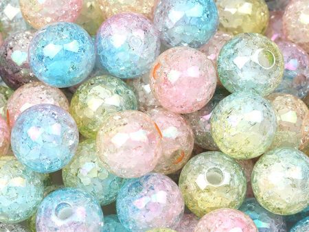 Wholesale Half-hole Acrylic Starry Sky Two-color Crack Burst Beads DIY Hair Circle Beads Supply