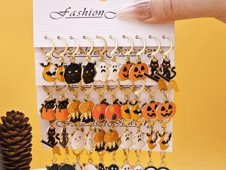 Wholesale 10pcs set Oil Drop Halloween Creative Ghost Devil Pumpkin Set Earrings Online