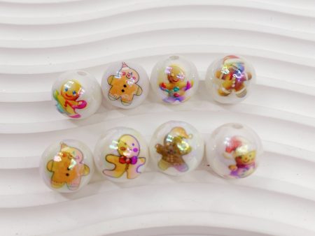 Wholesale 100PCS PACK UV Acrylic Print Gingerbread Man DIY Christmas Balls Sale