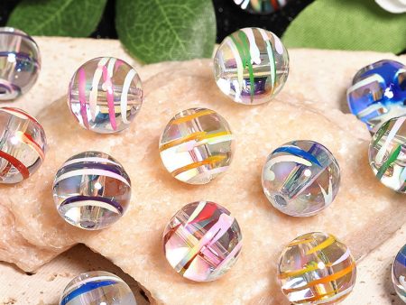 Wholesale 100pcs Painted Striped Wind Chimes Beads UV Plated Acrylic Beads Diy Accessories Online now