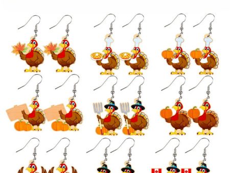 Wholesale 30pcs Thanksgiving Turkey Wooden Earrings Autumn Pizza Turkey Pumpkin Maple Leaf Chinese Restaurant Pendant For Sale