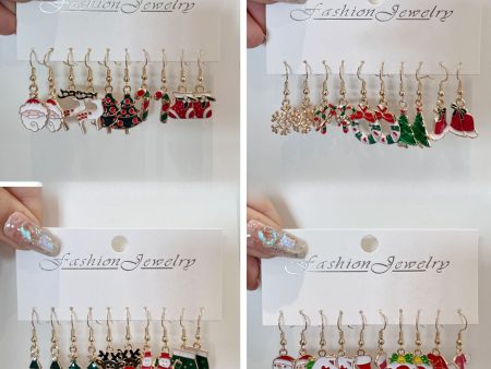 Wholesale 5pcs pack Dripping Christmas Earrings Bell Elk Stud Earrings Hot on Sale