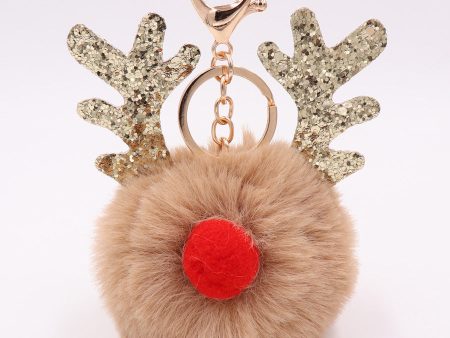 Wholesale Sequinned Elk Christmas Antler Plush Keychain Online now