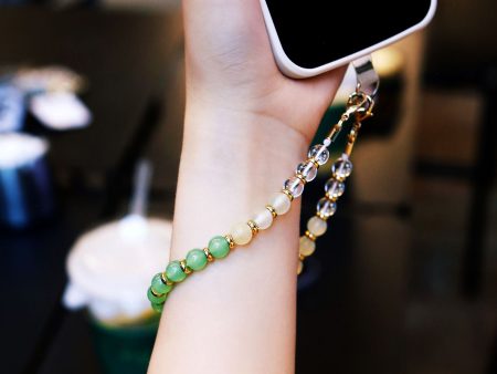 Wholesale Gradient Semi-precious Stone Light Luxury Fashion Double-ring Buckle Mobile Phone Chain Discount