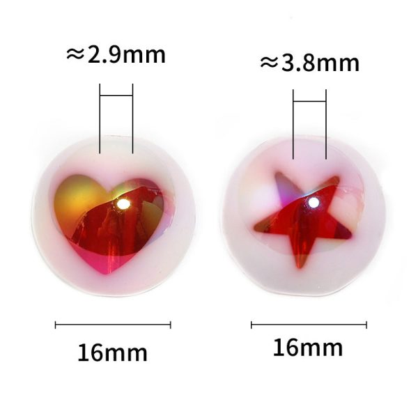 Wholesale  100pcs 16mmMilk White Sugar Core Acrylic Colored Heart-shaped Five Pointed Star Round Beads Fashion