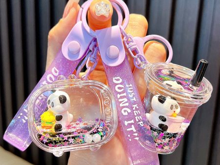 Wholesale Cartoon Liquid Quicksand Panda Keychain Online Hot Sale