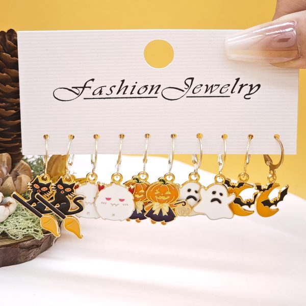 Wholesale 10pcs set Oil Drop Halloween Creative Ghost Devil Pumpkin Set Earrings Online