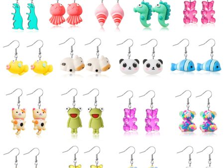 Wholesale 17pcs pack Simulated fun animals, funny resin animal earrings set Supply