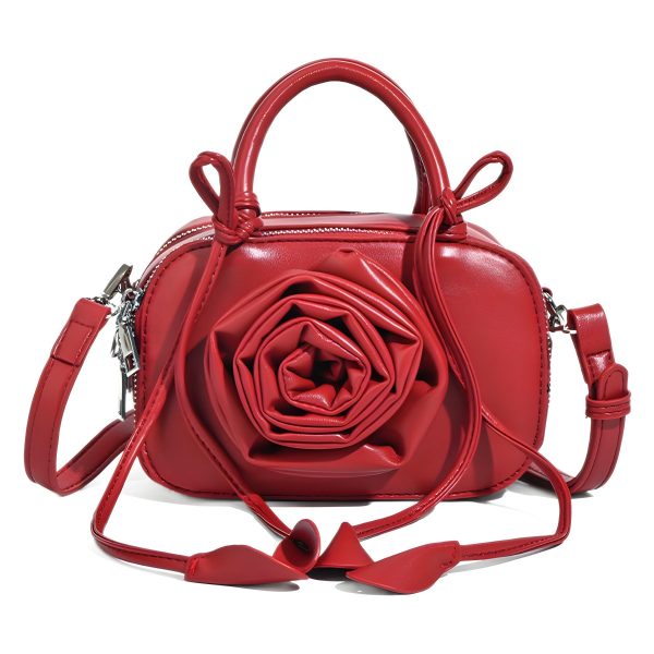 Wholesale Rose Flower Handbag Single Shoulder Crossbody Small Square Bag For Discount