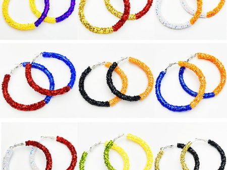 Wholesale 2 Pair Pack Stadium Atmosphere Sports Exaggerated Personality Rugby Basketball Football Shiny Big Hoop Earrings Supply