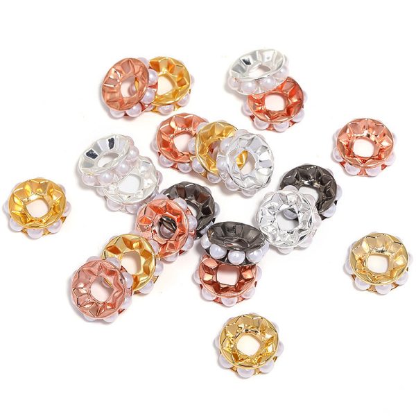 Wholesale 100pcs 17mm Pearl Style Round Straight Edge Drill Circle Bead DIY Beads Online now