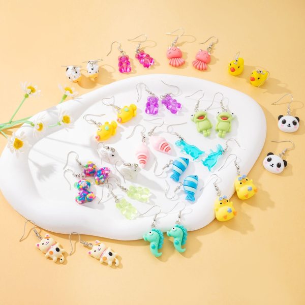 Wholesale 17pcs pack Simulated fun animals, funny resin animal earrings set Supply