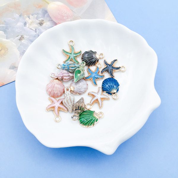 Wholesale Alloy Drip Oil Ocean Starfish Shell Pendant DIY Necklace Pendant Accessories Online Hot Sale