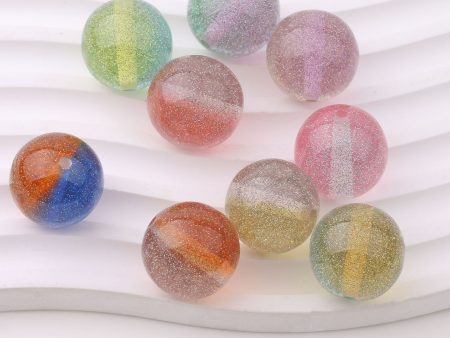 Wholesale 100pcs 20mm Fine Flash Two-color Diamond Sand Resin Straight Hole DIY Beads For Sale