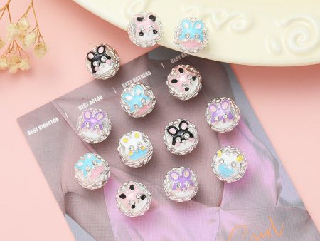 Wholesale Alloy DIY Oil Drop Cat Head Cute Style Straight Hole Beads Fashion