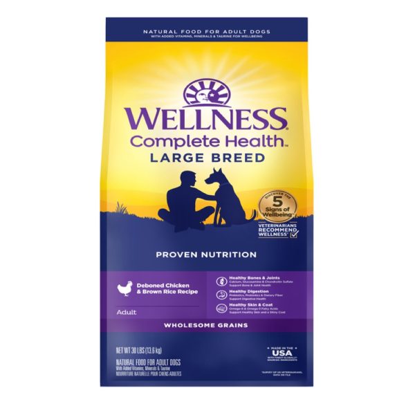 20% OFF + FREE WIPES: Wellness Complete Health Large Breed Chicken Adult Dry Dog Food 30lb For Cheap