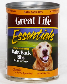 Great Life Essentials Grain & Potato-Free Baby Back Ribs Canned Dog Food 13oz Online Hot Sale